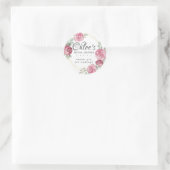Eucalyptus Roze Bloemige Bruidsdiner Bedankt Ronde Sticker (Tas)