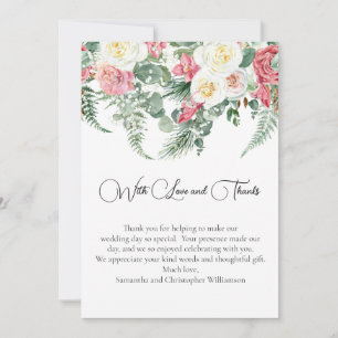 Eucalyptus Roze Witte Rozen Bloemen Bruiloft Bedankkaart
