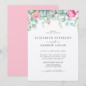 Eucalyptus Rozen | Elegante Boho groen bruiloft Kaart (Voorkant / Achterkant)