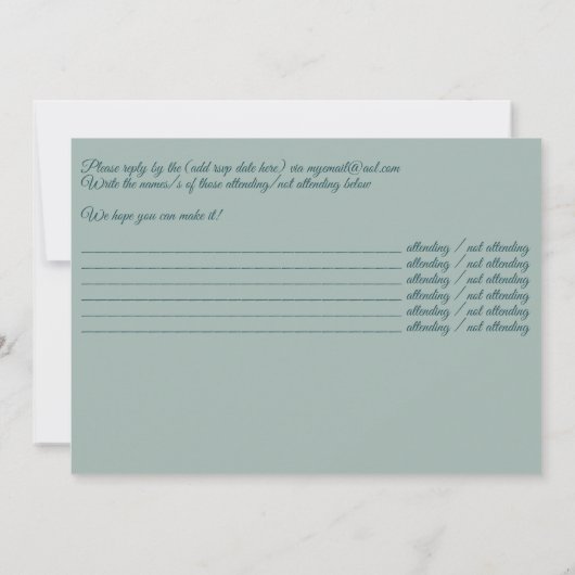 Eucalyptus RSVP kaart - Tekst beide zijden (Achterkant)