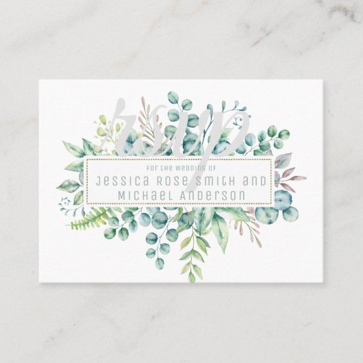 Eucalyptus RSVP-kaarten - tekst aan beide zijden Visitekaartje (Voorkant)