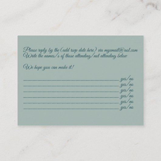 Eucalyptus RSVP-kaarten - tekst aan beide zijden Visitekaartje (Achterkant)