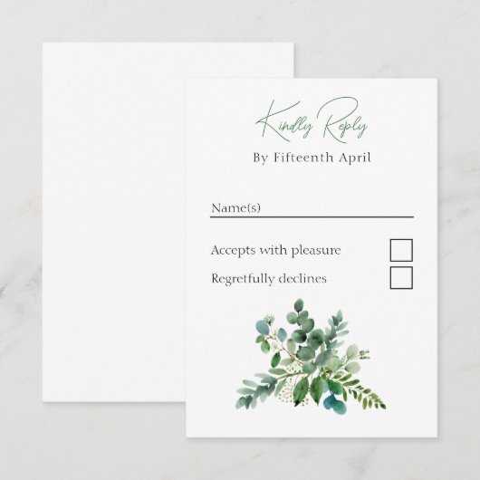 Eucalyptus RSVP Kaartje (Voorkant / Achterkant)