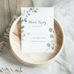 Eucalyptus RSVP vert minimaliste<br><div class="desc">Ces cartes RSVP minimalistes à eucalyptus vertes sont parfaites pour un mariage rustique. Le design comprend des feuilles d'eucalyptus verts et élégants à l'aquarelle.</div>