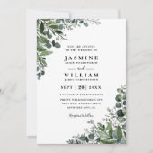 Eucalyptus Rustic Elegant Modern QR Code Wedding Kaart (Voorkant)