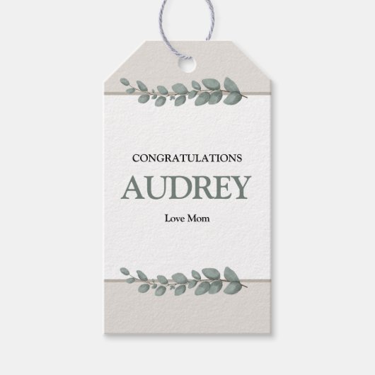 Eucalyptus Rustic Floral Baby Shower Cadeaulabel (Voorkant)