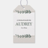 Eucalyptus Rustic Floral Baby Shower Cadeaulabel (Achterkant)