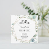 Eucalyptus Rustic Foto Baby shower Kaart (Staand voorkant)