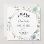 Eucalyptus Rustic Foto Baby shower Kaart (Voorkant)