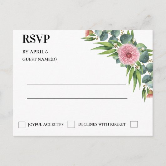 Eucalyptus Rustic Greenery Wedding Carte RSVP (Devant)