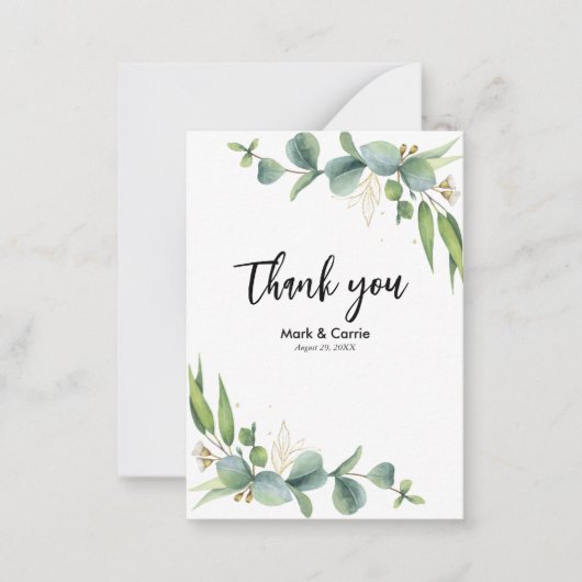 Eucalyptus Rustic Greenery Wedding Dank u Notitiekaartje (Voorkant)