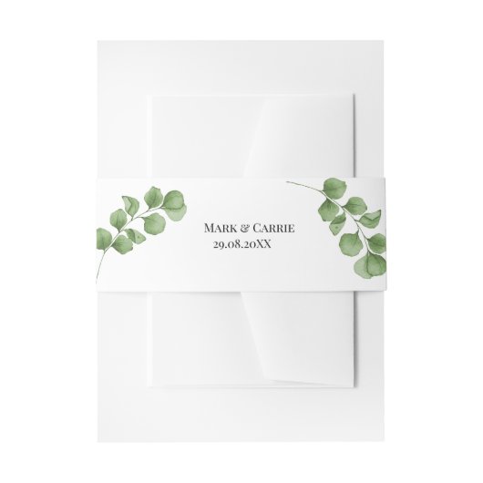 Eucalyptus Rustic Groene Huwelijk Uitnodigingen Wikkel (Voorkant Voorbeeld)