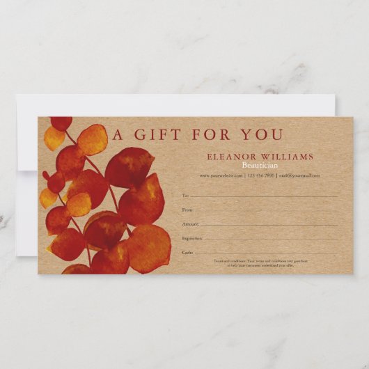 Eucalyptus Rustic Kraft Cadeaubon (Voorkant)