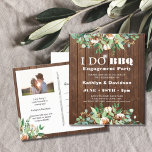 Eucalyptus Rustic Photo Engagement BBQ Invitation<br><div class="desc">Eucalyptus Rustic Wood Photo "I DO" Engagement BBQ Party Invitation postcard. Celebrate your special event with this beautiful invitation card. Tous les texts sont pré-arranged for you to personalize easily and quickly with your own Details.</div>
