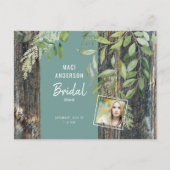 Eucalyptus Rustic Photo Turquoise Vrijgezellenfees Briefkaart (Voorkant)