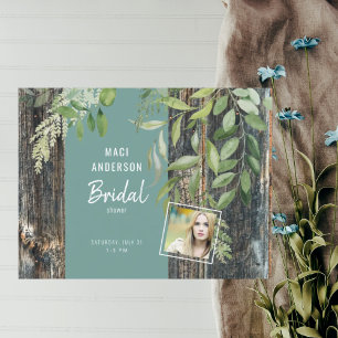 Eucalyptus Rustic Photo Turquoise Vrijgezellenfees Briefkaart