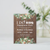 Eucalyptus Rustic Photo Verloving BBQ Uitnodiging (Staand voorkant)