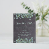 Eucalyptus Rustic QR Code Huwelijk Datum Reservere Briefkaart (Staand voorkant)