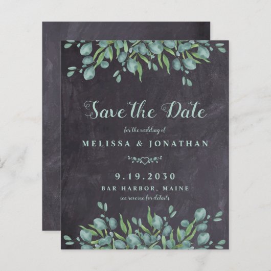 Eucalyptus Rustic QR Code Weddenschap sparen de Da (Voorkant / Achterkant)
