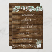 Eucalyptus Rustic Wedding Invitations Kaart (Voorkant / Achterkant)
