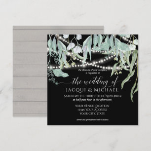 Eucalyptus Rustic Winery Twinkellichten Bruiloft Kaart