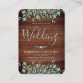 Eucalyptus Rustic Wood QR Code Weddenschap Visitekaartje (Voorkant)