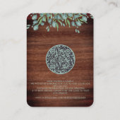 Eucalyptus Rustic Wood QR Code Weddenschap Visitekaartje (Achterkant)
