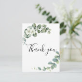 Eucalyptus rustiek groen bruiloft bedankkaart (Staand voorkant)