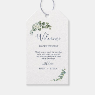 Eucalyptus rustiek groen bruiloft cadeaulabel