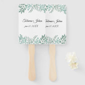 Eucalyptus rustiek groen bruiloft handwaaier (Voorkant en achterkant)