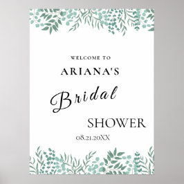 Eucalyptus rustiek groen bruiloft teken poster