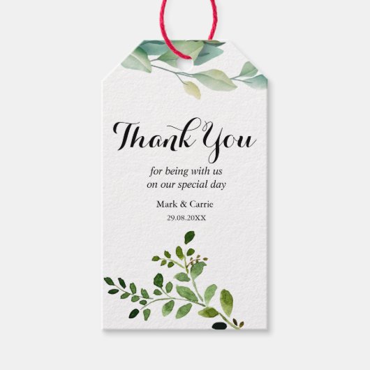 Eucalyptus Rustiek Groen Bruiloftsgeschenk Label Cadeaulabel (Voorkant)