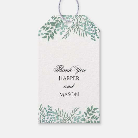 Eucalyptus Rustiek Groen Bruiloftsgeschenk Labels Cadeaulabel (Voorkant)