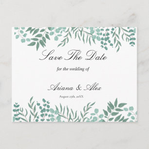 Eucalyptus rustieke groen bruiloft save the date briefkaart