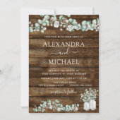 Eucalyptus rustieke hout bruiloft verlichting pot kaart (Voorkant)