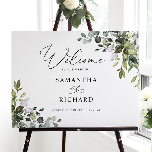 Eucalyptus Rustique Affiche de bienvenue Mariage