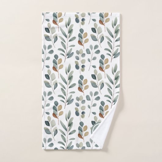 Eucalyptus rustique Aquarelle Motif Monogramme (Serviette à main)