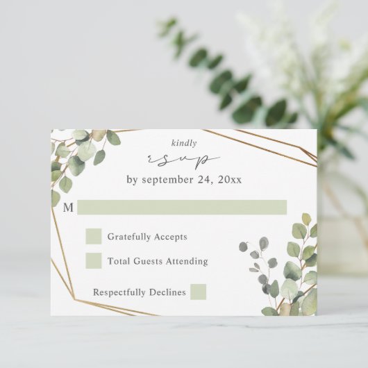 Eucalyptus rustique et cadre or no Repas RSVP V2 (Debout devant)