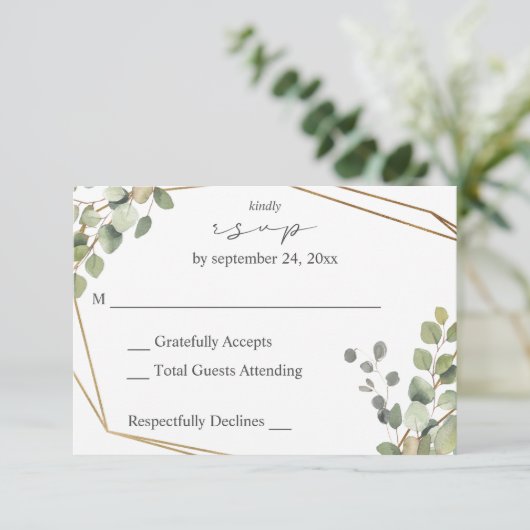 Eucalyptus rustique et cadre or sans carte RSVP re (Debout devant)