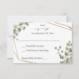 Eucalyptus rustique et cadre or sans carte RSVP re
