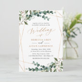 Eucalyptus Rustique Faire-part de mariage or (Debout devant)
