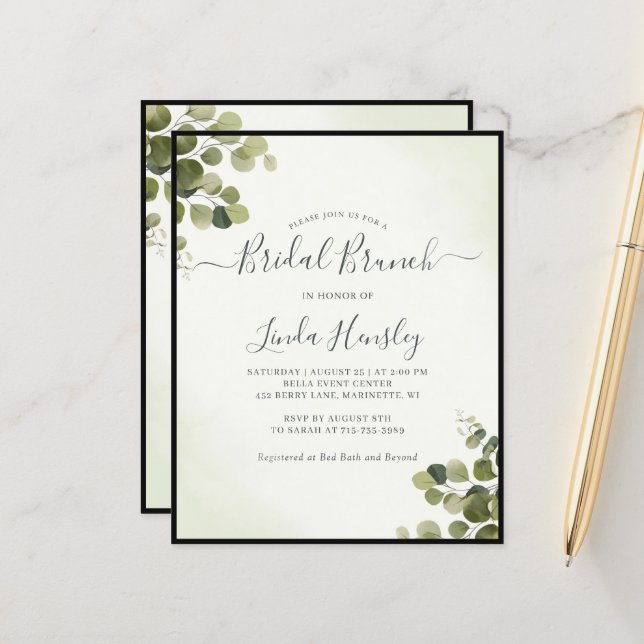 Eucalyptus Rustique Feuille Budget Brunch nuptial (Devant/Arrière en situation)