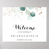 Eucalyptus Rustique Gold Floral Mariage Affiche de (Devant)