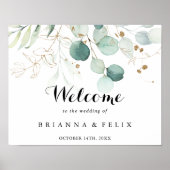 Eucalyptus Rustique Gold Floral Mariage Affiche de (Devant)