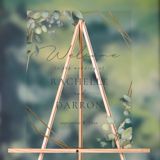 Eucalyptus Rustique & Mariage Gold Bienvenue (Neutre)