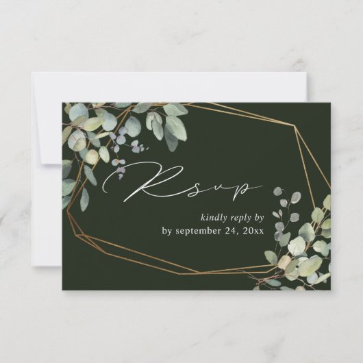 Eucalyptus Rustique & Or avec Repas RSVP - Vert (Devant)