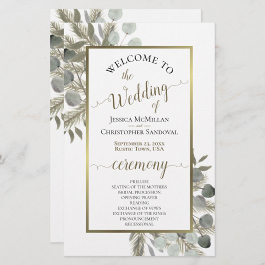 Eucalyptus Rustique & Pine Budget Programme de mar (Devant / Derrière)