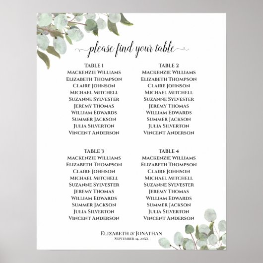 Eucalyptus Rustique Tableau Mariage 4 (Devant)