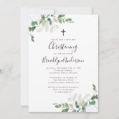 Eucalyptus Rustique Verdure Christening Invitation (Devant)