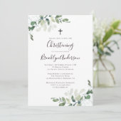 Eucalyptus Rustique Verdure Christening Invitation (Debout devant)